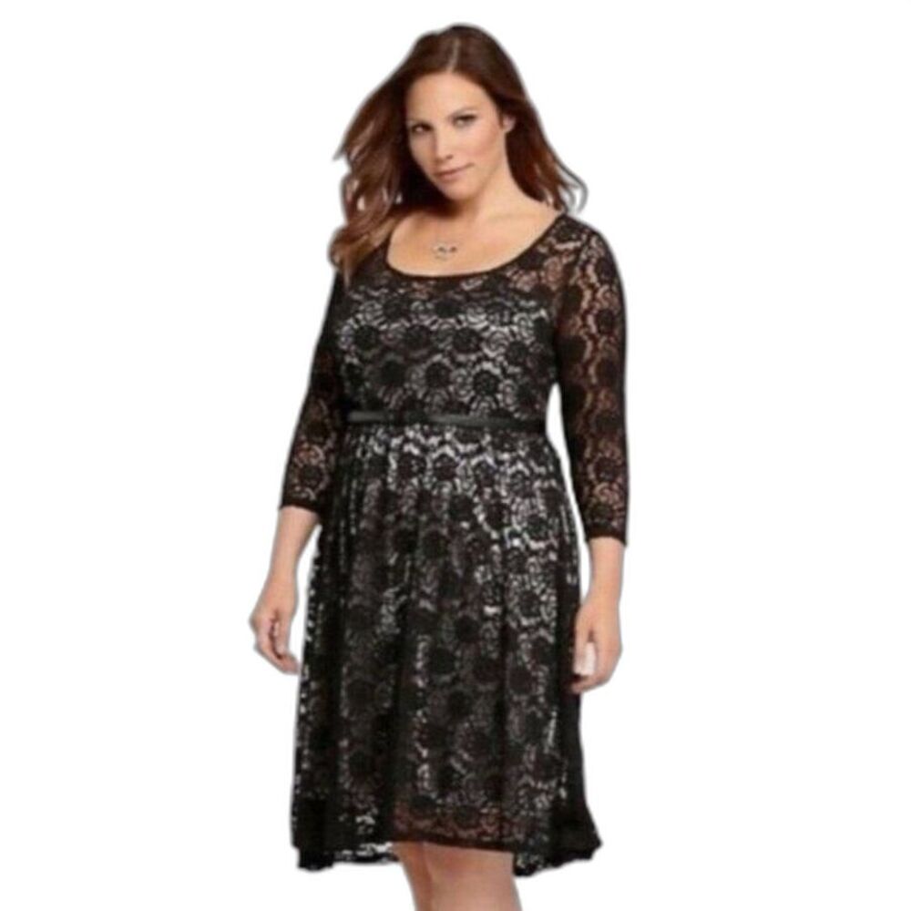 Torrid size 2 black lace Special Occasion Dress Silver Lining (2X 18/20)